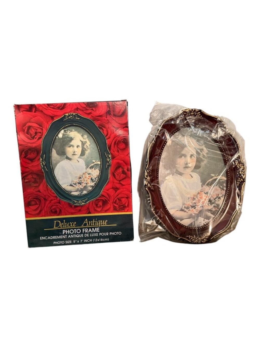 NOS Deluxe Antique Rosewood Oval Picture Frame Real Glass 5x7 New In Box